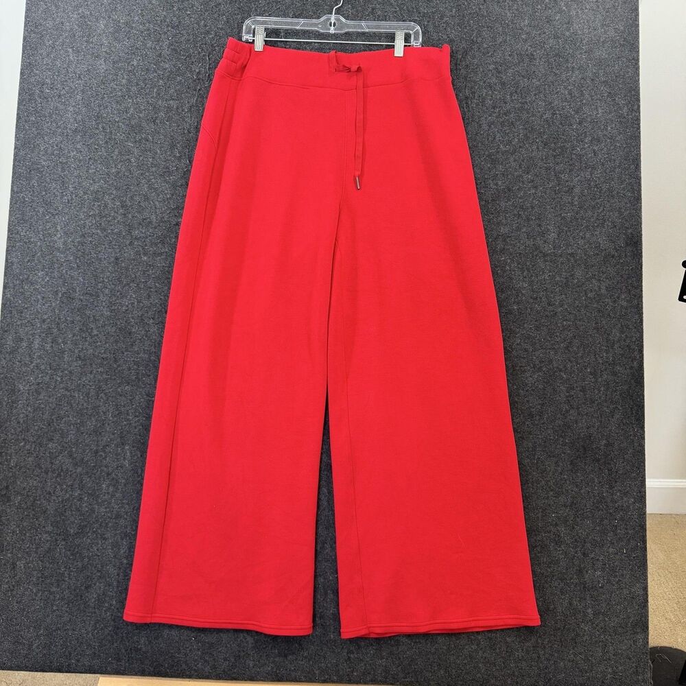 Spanx Sweatpants Women's 2X Red Wide Leg Jersey Pull On Stretch Lounge Pants